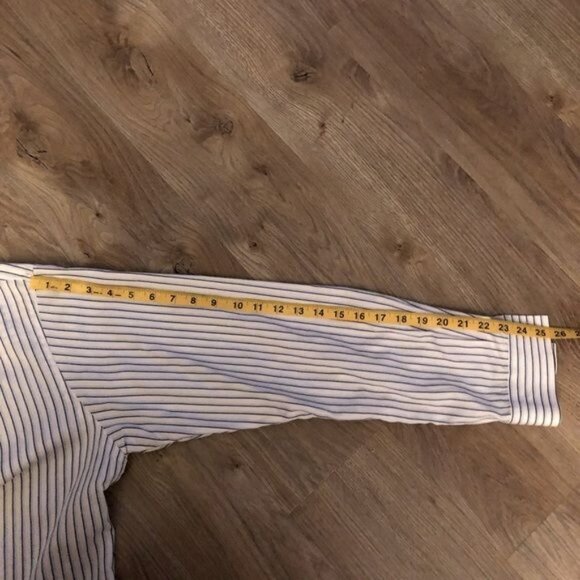 KENNETH COLE- REACTION MENS WHITE/BLUE STRIPE LONG SLEEVE BUTTON DOWN NECK 17.5 - Picture 5 of 6